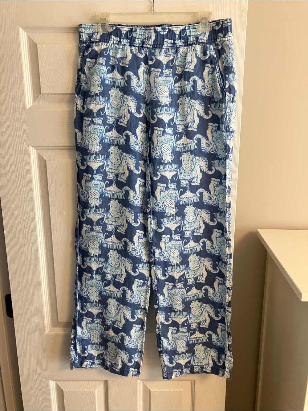 Lilly Pulitzer Blue & Light Blue Printed Wide-Leg Pants